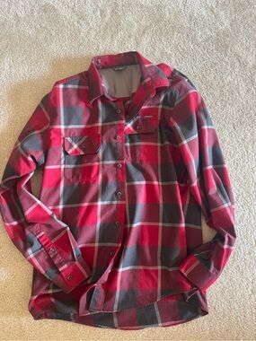 Eddie Bauer Red and Gray Plaid Button-Down Shirt
